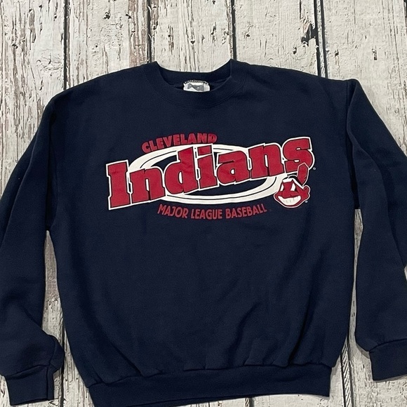 Vintage 90s Cleveland Indians MLB Baseball Sports 1990s Crewneck Sweatshirt - Picture 2 of 5